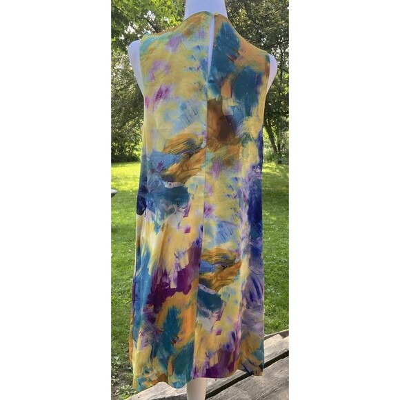 H&M Midi Summer Dress Sz 12 Floral Yellow Purple Sleeveless Cottagecore - Picture 5 of 16
